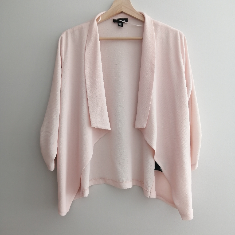 Le Chateau Blush Pink Open Blazer Jacket Top 3/4 Sleeves Medium